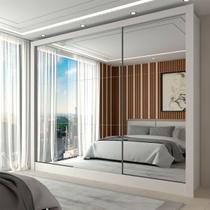 Guarda-Roupa Casal Nevada 3 Portas 3 Gavetas com Espelho Branco - Panorama Móveis Guarda-Roupa Casal Nevada 3 Portas 3 Gavetas com Espelho Branco - Panorama Móveis