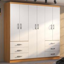 Guarda-Roupa Casal New Encante 6 Portas 6 Gavetas Cinamomo/Branco - Evidencia Móveis