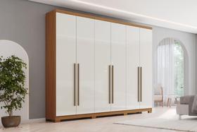 Guarda-Roupa Casal New Jade 6 Portas 3 Gavetas Cinamomo/Off White Henn Guarda-Roupa Casal New Jade 6 Portas 3 Gavetas Cinamomo/Off White Henn