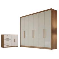 Guarda Roupa Casal New Messina E Cômoda Seul Cumaru 25 Fendi - Novo Horizonte