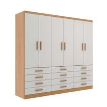Guarda-Roupa Casal New Monaco 6 PT 12 GV Branco e Cinamomo Guarda-Roupa Casal New Monaco 6 PT 12 GV Branco e Cinamomo