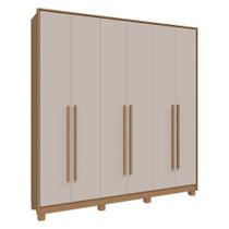 Guarda Roupa Casal New Paranoá com 6 Portas e 2 Gavetas Móveis Rimo Carvalho/Off White Guarda Roupa Casal New Paranoá com 6 Portas e 2 Gavetas Móveis Rimo Carvalho/Off White