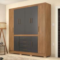 Guarda-Roupa Casal New Realce 8 Portas 3 Gavetas Amêndola/Grafito - Demóbile Guarda-Roupa Casal New Realce 8 Portas 3 Gavetas Amêndola/Grafito - Demóbile