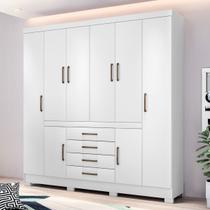 Guarda-Roupa Casal New Realce 8 Portas 3 Gavetas Branco - Demóbile