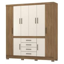 Guarda Roupa Casal New Realce 8 Portas e 4 Gavetas Amêndola/Off White - Demóbile Guarda Roupa Casal New Realce 8 Portas e 4 Gavetas Amêndola/Off White - Demóbile