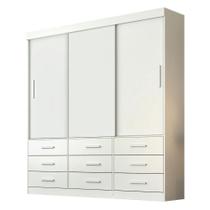 Guarda Roupa Casal New Star 3 Portas 9 Gavetas Branco - Salleto