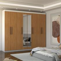 Guarda-Roupa Casal Nirvana Plus 8 Portas 4gavetas com Espelho Branco/Cinamomo - Panorama Móveis