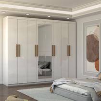 Guarda-Roupa Casal Nirvana Plus 8 Portas 4gavetas com Espelho Branco - Panorama Móveis Guarda-Roupa Casal Nirvana Plus 8 Portas 4gavetas com Espelho Branco - Panorama Móveis