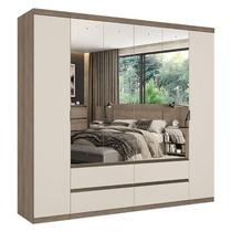 Guarda Roupa Casal Nobre 6 Portas Full Glass Rustic Off White Acetinado - THB