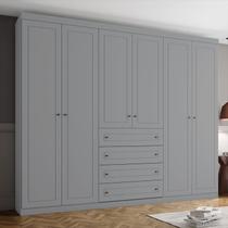 Guarda Roupa Casal Nova York 6 Portas 4 Gavetas Espresso Móveis Cinza