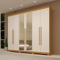 Guarda-Roupa Casal Nubia 6 Portas 4 Gavetas com Espelho 100% Mdf Cinamomo/Off White - Acp Móveis
