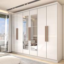 Guarda-Roupa Casal Odisseia 6 Portas 2 Gavetas com Espelho Branco - Panorama Móveis