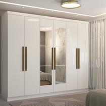Guarda-Roupa Casal Odisseia 6 Portas 2 Gavetas com Espelho Branco - Panorama Móveis