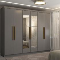Guarda-Roupa Casal Odisseia 6 Portas 2 Gavetas com Espelho Onix - Panorama Móveis