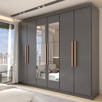 Guarda-Roupa Casal Odisseia 6 Portas 2 Gavetas com Espelho Onix - Panorama Móveis