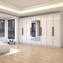 Guarda-Roupa Casal Odisseia 8 Portas 4 Gavetas com Espelho Branco - Panorama Móveis Guarda-Roupa Casal Odisseia 8 Portas 4 Gavetas com Espelho Branco - Panorama Móveis