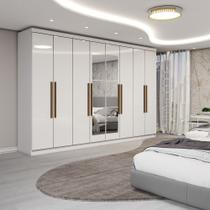 Guarda-Roupa Casal Odisseia 8 Portas 4 Gavetas com Espelho Branco - Panorama Móveis