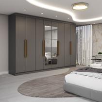 Guarda-Roupa Casal Odisseia 8 Portas 4 Gavetas com Espelho Onix - Panorama Móveis