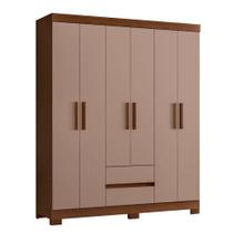 Guarda Roupa Casal Olímpia 6 Portas de Bater 2 Gavetas MDP Nogueira Capuccino Guarda Roupa Casal Olímpia 6 Portas de Bater 2 Gavetas MDP Nogueira Capuccino