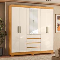 Guarda-Roupa Casal ópera 6 Portas 4 Gavetas com Espelho Cinamon/Off White - Demóbile