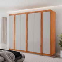 Guarda Roupa Casal Ortiz Mdf Com 6 Portas 2 Gavetas Moderna Naturalle/off White Sem Pés