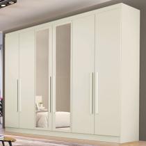 Guarda-Roupa Casal Oslo 6 Portas 4 Gavetas 100% Mdf com Espelho Off White - Mademarques Guarda-Roupa Casal Oslo 6 Portas 4 Gavetas 100% Mdf com Espelho Off White - Mademarques