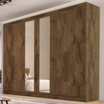 Guarda-Roupa Casal Oslo 6 Portas 6 Gavetas 100% Mdf com Espelho Brauna - Mademarques