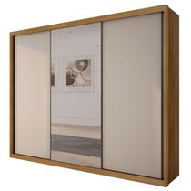 Guarda Roupa Casal Palazzo 3 Portas 6 Gavetas Cumaru 25 Fendi com Espelho Novo Horizonte