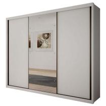 Guarda Roupa Casal Palazzo 3 Portas 6 Gavetas Neve Com Espelho - Novo Horizonte