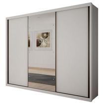 Guarda Roupa Casal Palazzo 3 Portas 6 Gavetas Neve com Espelho Novo Horizonte