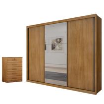 Guarda Roupa Casal Palazzo com Espelho e Gaveteiro Suiça Cumaru 23 - Novo Horizonte Guarda Roupa Casal Palazzo com Espelho e Gaveteiro Suiça Cumaru 23 - Novo Horizonte