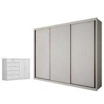 Guarda Roupa Casal Palazzo e Cômoda Seul Neve - Novo Horizonte