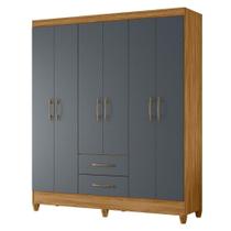 Guarda Roupa Casal Panama 6p 153 Cm Freijo Cinza Moval