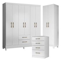 Guarda Roupa Casal Panamá Com Cômoda Ms913 E Armário Multiuso New íris Branco Brilho Moval Guarda Roupa Casal Panamá Com Cômoda Ms913 E Armário Multiuso New íris Branco Brilho Moval