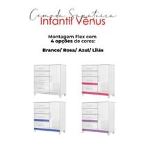 Guarda Roupa Casal Panamá Com Cômoda Vênus Com Pés E Armário Multiuso New íris Branco Brilho Moval