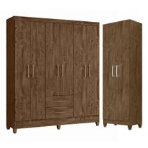 Guarda Roupa Casal Panamá E Armário Multiuso New íris Castanho Wood - Moval Guarda Roupa Casal Panamá E Armário Multiuso New íris Castanho Wood - Moval