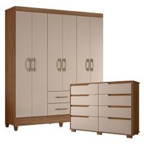 Guarda Roupa Casal Panamá E Cômoda Georgia Carvalho Fendi- Moval