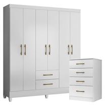 Guarda Roupa Casal Panamá e Cômoda MS913 Branco Brilho Moval Guarda Roupa Casal Panamá e Cômoda MS913 Branco Brilho Moval