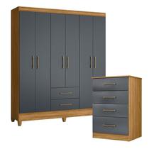 Guarda Roupa Casal Panamá e Cômoda MS913 Freijó Cinza Moval Guarda Roupa Casal Panamá e Cômoda MS913 Freijó Cinza Moval