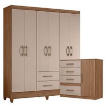 Guarda Roupa Casal Panamá E Cômoda Venus Carvalho Fendi - Moval