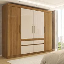 Guarda-Roupa Casal Pandora 4 Portas 4 Gavetas Amêndola Touch/Off White - Panorama Móveis Guarda-Roupa Casal Pandora 4 Portas 4 Gavetas Amêndola Touch/Off White - Panorama Móveis