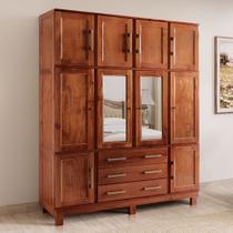 Guarda-Roupa Casal Paris 10 Portas 3 Gavetas com Espelho Madeira Maciça Mogano 369 - Lanes