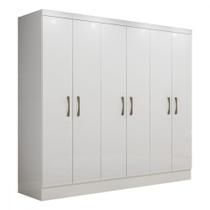 Guarda Roupa Casal Paris 6 Portas Branco Brilho Maxel