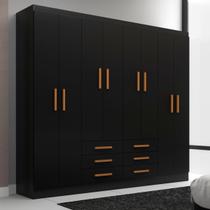Guarda-Roupa Casal Paris 8 Portas 6 Gavetas Black - Evidencia Móveis