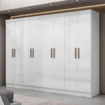 Guarda Roupa Casal Paris 8 Portas Mdp Branco Brilho Maxel Branco