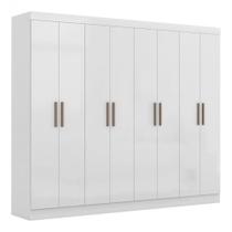 Guarda Roupa Casal Paris 8 Portas MDP Branco Brilho Maxel