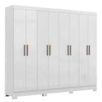 Guarda Roupa Casal Paris com Pés 8 Portas MDP Branco Brilho Maxel