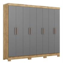 Guarda Roupa Casal Paris com Pés 8 Portas MDP Cappuccino Onix Maxel