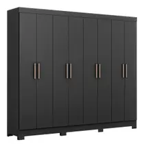 Guarda Roupa Casal Paris com Pés 8 Portas MDP Preto Fosco Maxel