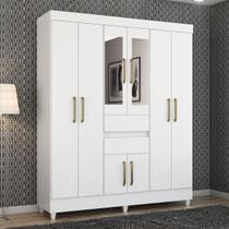 Guarda Roupa Casal Pequim C/ Espelho 8 Portas Branco - Mercado dos Móveis